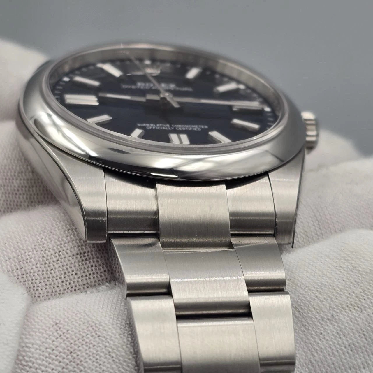 2024 PAPERS Rolex Blue Oyster Perpetual Smooth Bezel Steel 41mm Watch BOX 124300