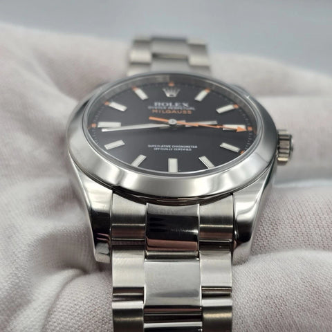 2025 RSC Rolex Milgauss 116400 Steel Black Dial Orange Hand 40mm + 2008 PAPERS