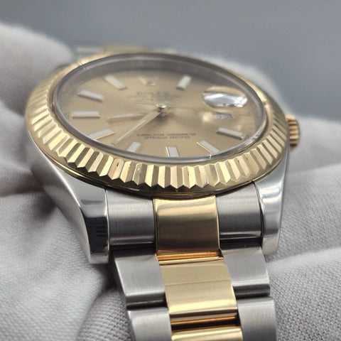 PAPERS Rolex Datejust II 41mm 116333 Two Tone 18K Gold Steel Champagne Dial BOX
