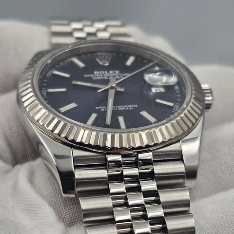Rolex Datejust 41mm 126334 Blue Stick Dial Fluted Bezel Jubilee BOX