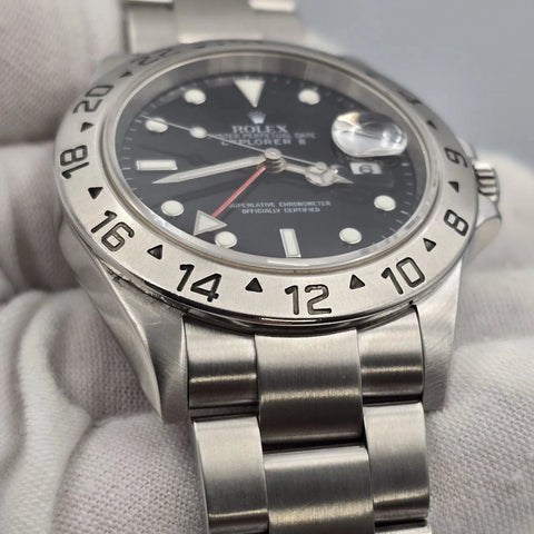 PAPERS 2007 Rolex Explorer II 16570 Black Dial NO HOLES Automatic Watch 40MM