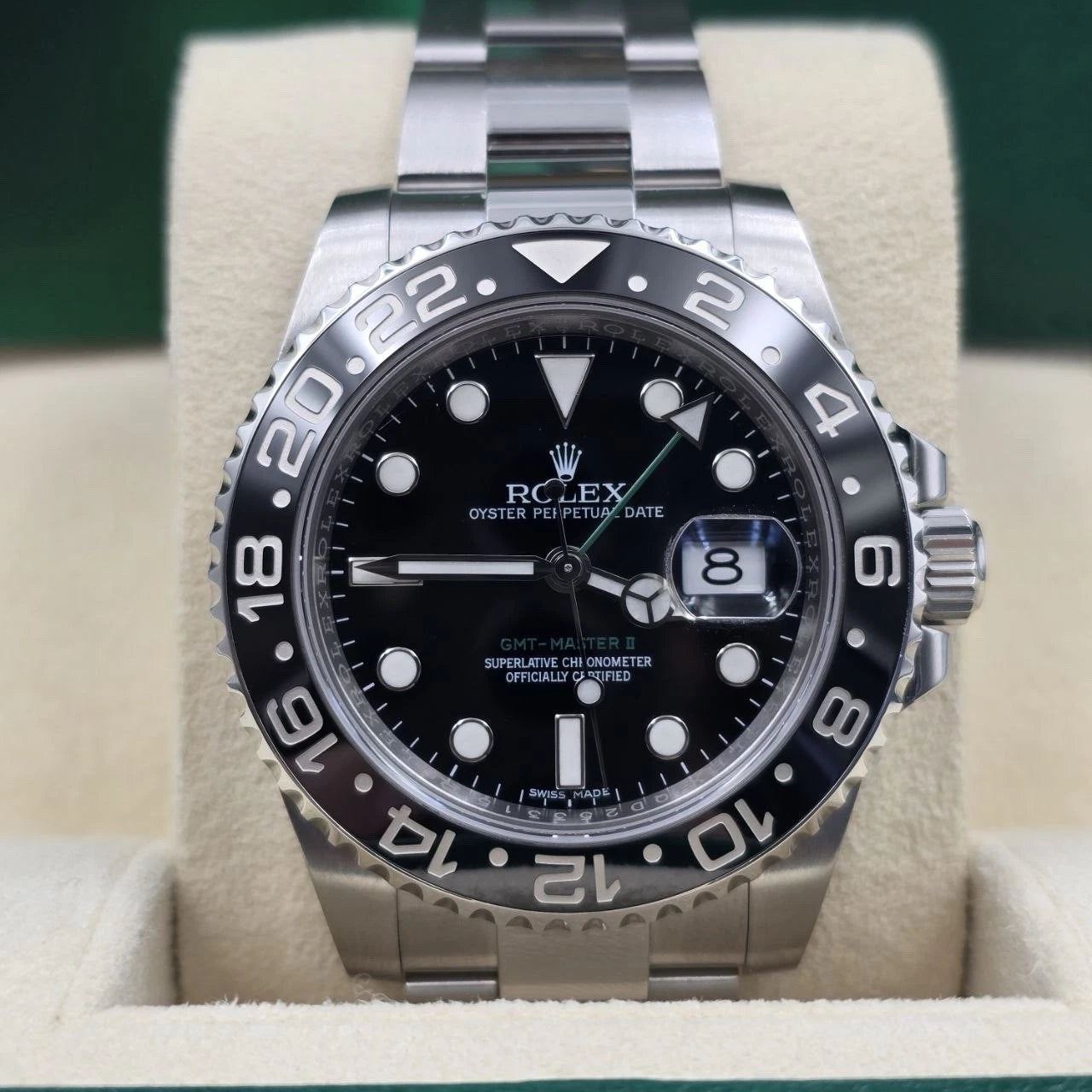 2015 PAPERS Rolex GMT Master II 116710LN Steel Ceramic "Green Arrow" 40mm BOX