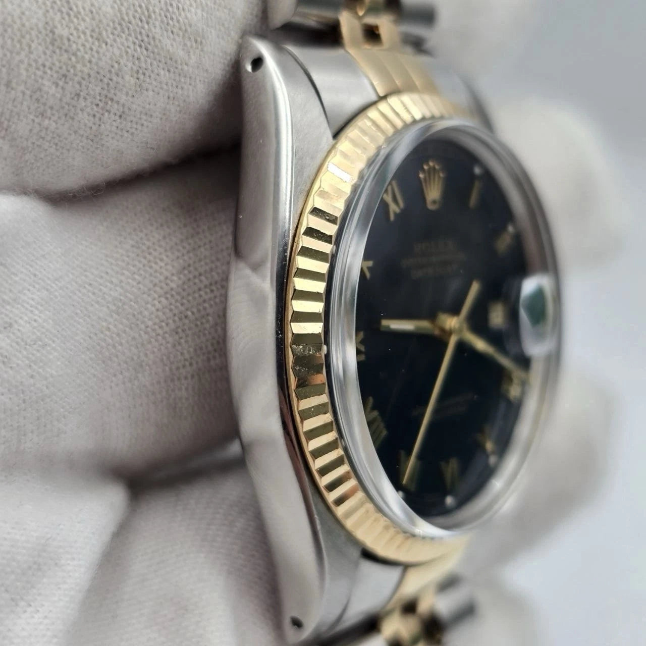 PAPERS Rolex Datejust Matte Blue Two-Tone Yellow Gold Jubilee 16013 36mm BOX
