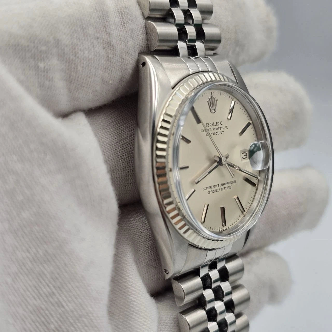 2015 RSC Rolex Datejust 36mm Oyster Perpetual White Gold Steel Silver Dial 16014