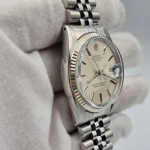2015 RSC Rolex Datejust 36mm Oyster Perpetual White Gold Steel Silver Dial 16014