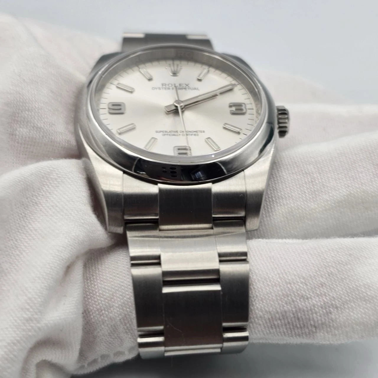 2015 PAPERS Rolex Oyster Perpetual Silver Stick Dial Steel 36mm 116000 BOX