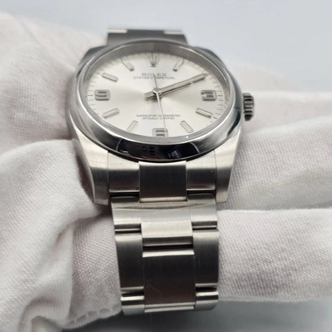 2015 PAPERS Rolex Oyster Perpetual Silver Stick Dial Steel 36mm 116000 BOX