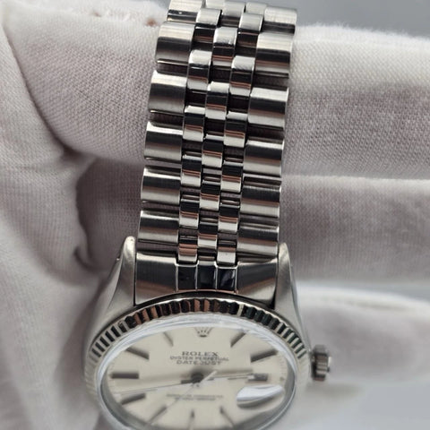 Rolex Datejust 36mm Oyster Perpetual 18k White Gold Steel Silver Dial 16014