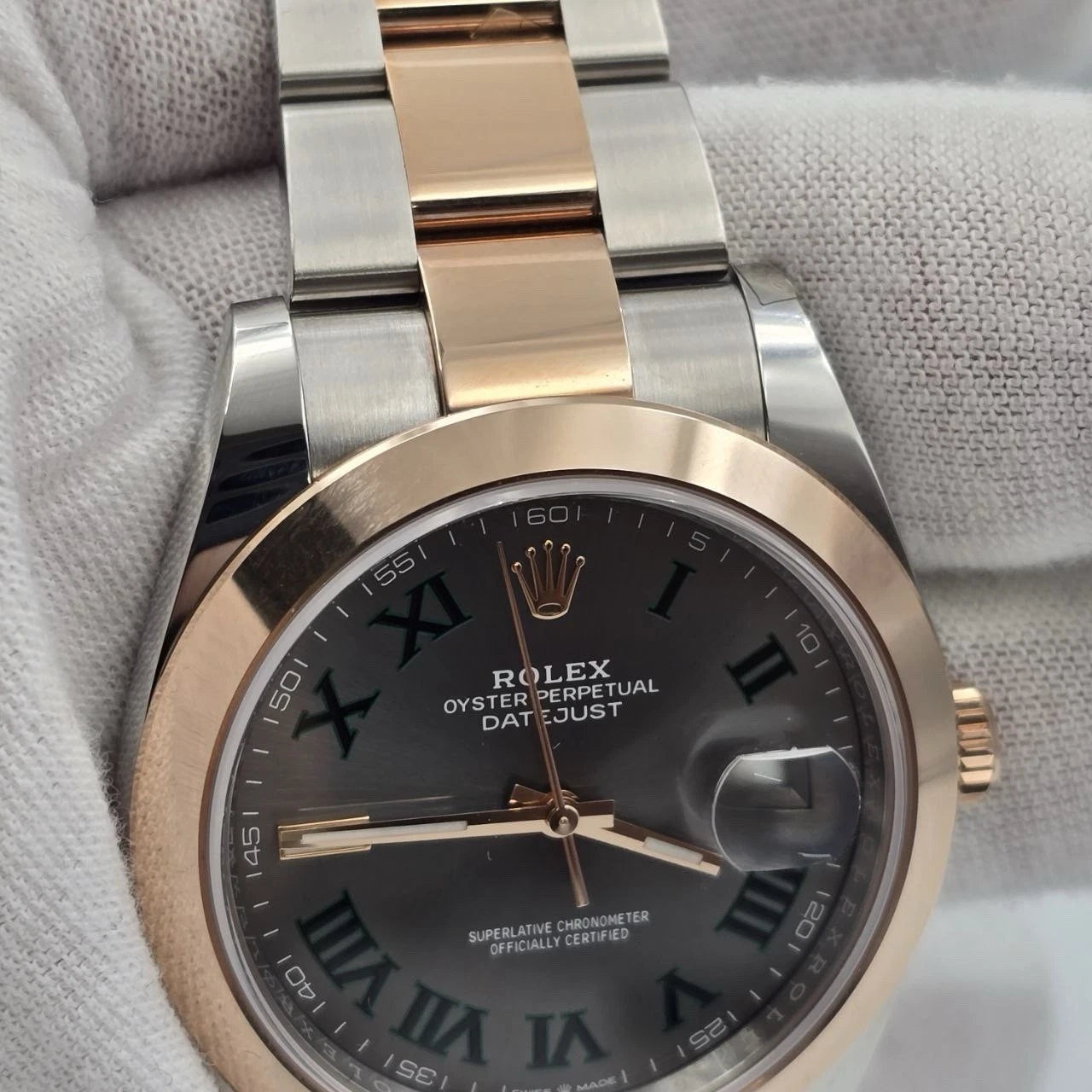 PAPERS 2021 Rolex Datejust 41mm Wimbledon Dial Oyster Steel Rose Gold 126301 BOX