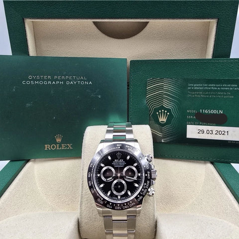 2021 PAPERS Rolex Daytona 116500LN Black Dial Ceramic 40mm Steel Watch BOX