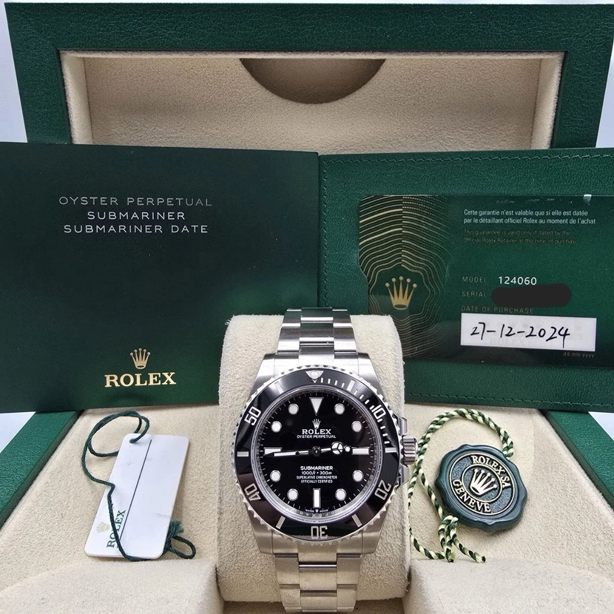 PAPERS 2024 Rolex Submariner No Date Ceramic Stainless Steel 41mm 124060 BOX