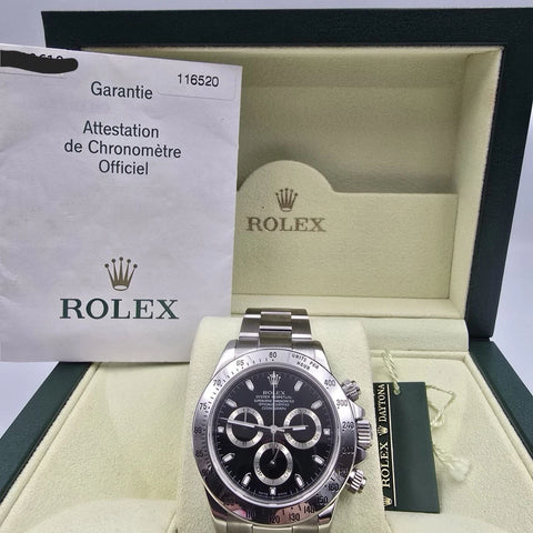 PAPERS 2005 Rolex Cosmograph Daytona 116520 Black Stainless Steel 40mm BOX