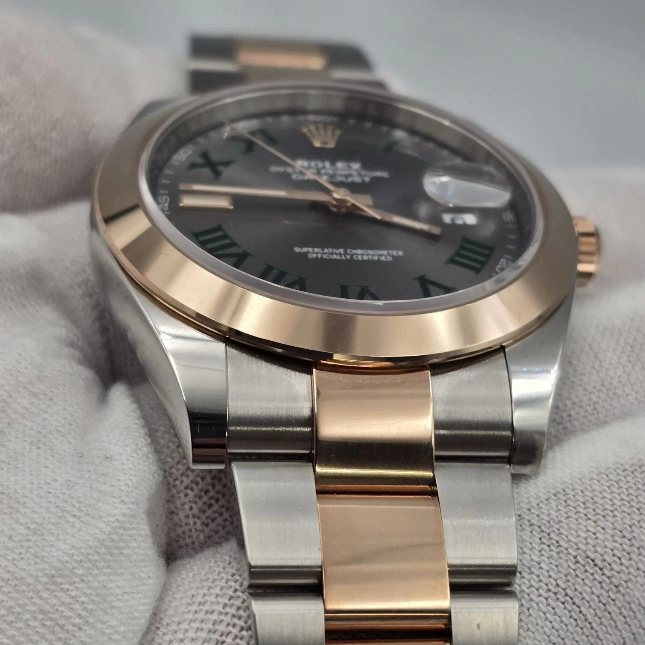 PAPERS 2021 Rolex Datejust 41mm Wimbledon Dial Oyster Steel Rose Gold 126301 BOX