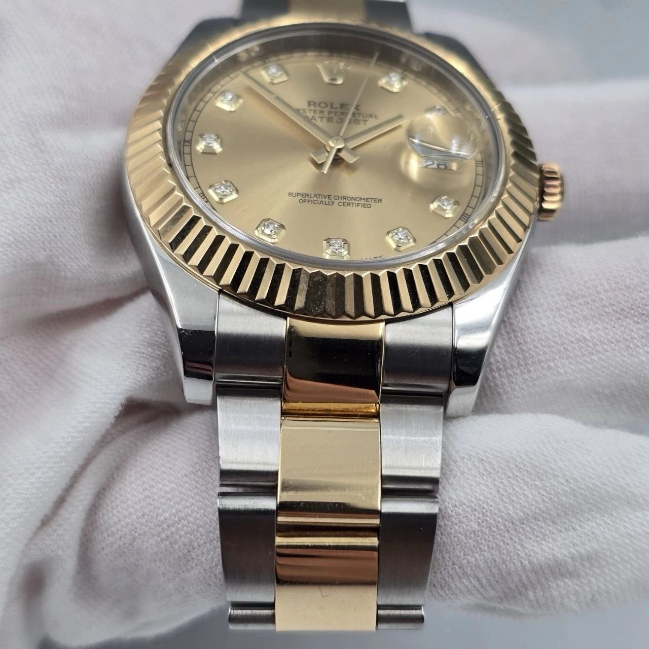 2014 PAPERS Rolex Datejust II Champagne Diamond Dial Oyster 41mm 116333 BOX