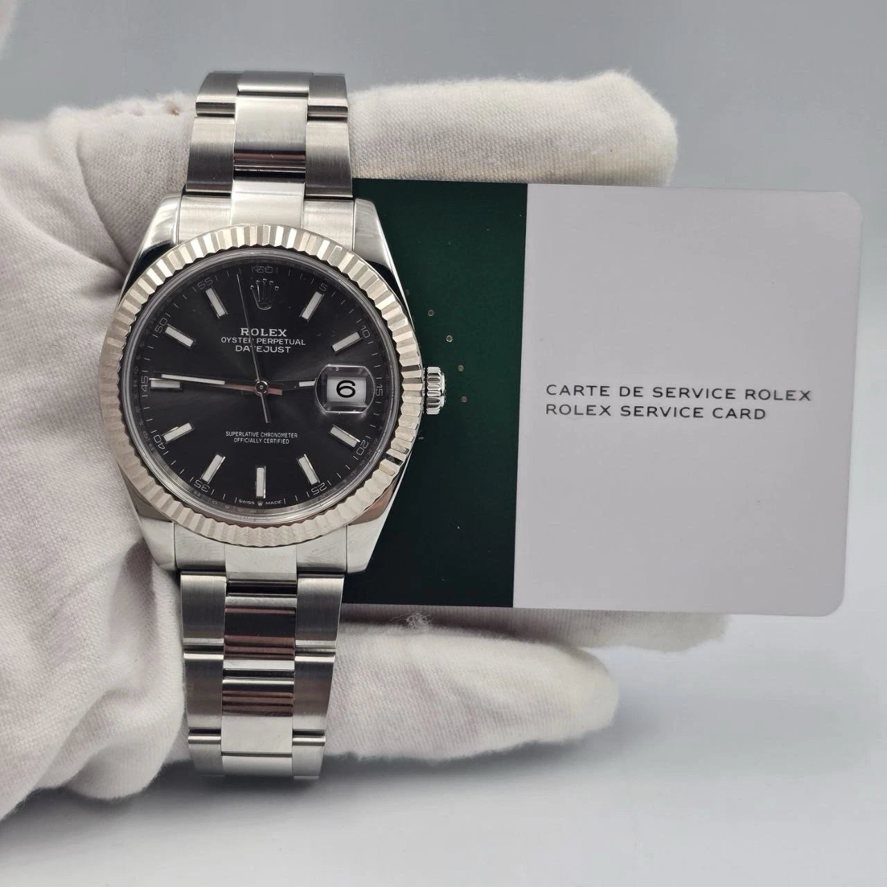 2021 PAPERS Rolex Datejust 41mm 126334 Steel Oyster Rhodium Gray BOX + 2025 RSC