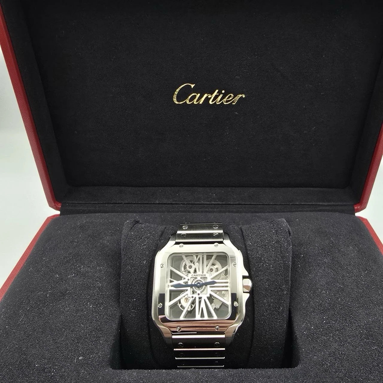 PAPERS 2018 Cartier Santos Skeleton Dial Stainless Steel 40mm WHSA0007 BOX