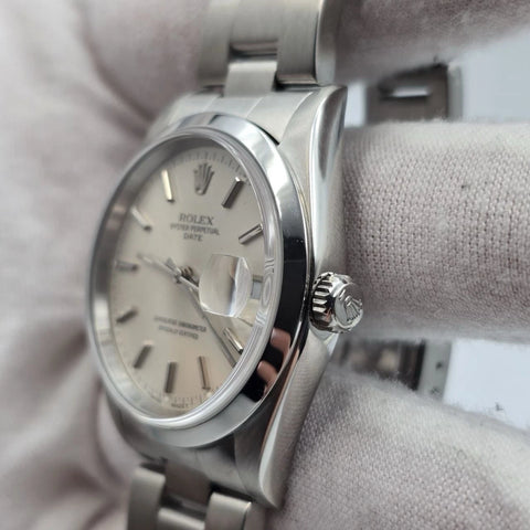 2022 RSC Rolex Oyster Perpetual Date 15200 Steel Silver Dial 34mm Watch + PAPERS