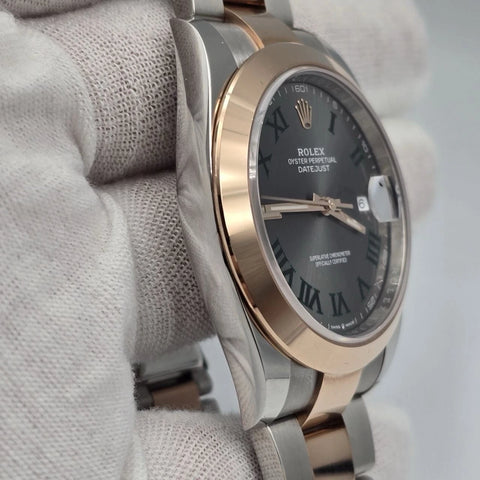 PAPERS 2021 Rolex Datejust 41mm Wimbledon Dial Oyster Steel Rose Gold 126301 BOX