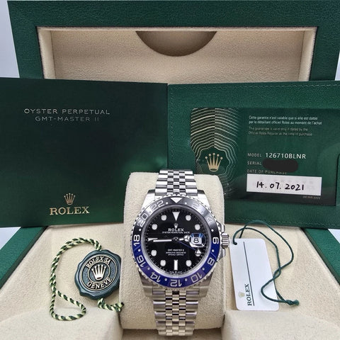 2021 PAPERS Rolex GMT-Master II 126710BLNR Batgirl Jubilee 40mm Watch BOX