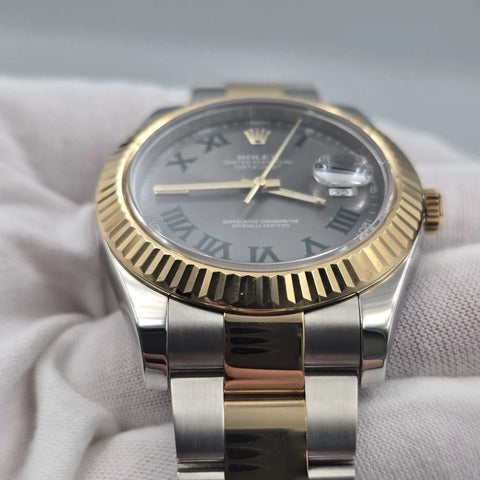 2013 PAPERS Rolex Datejust II Wimbledon 18K Gold Steel Oyster 41mm 116333 BOX