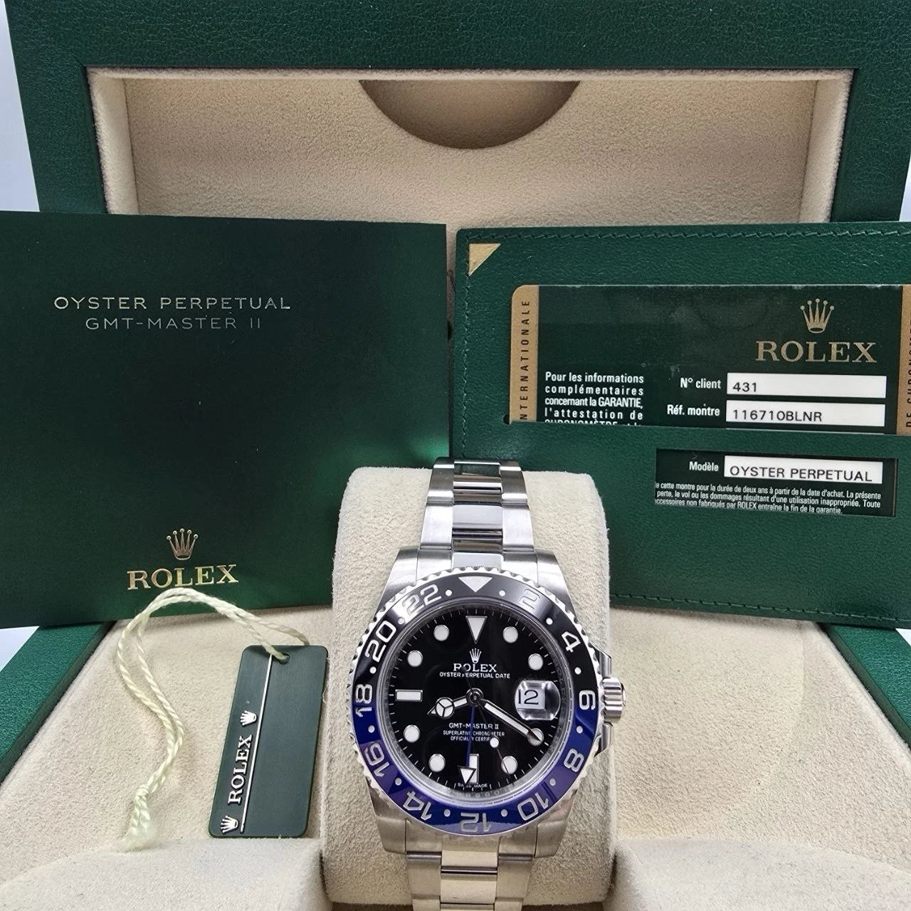 2014 PAPERS Rolex GMT Master II 116710BLNR Steel Ceramic Batman Watch BOX