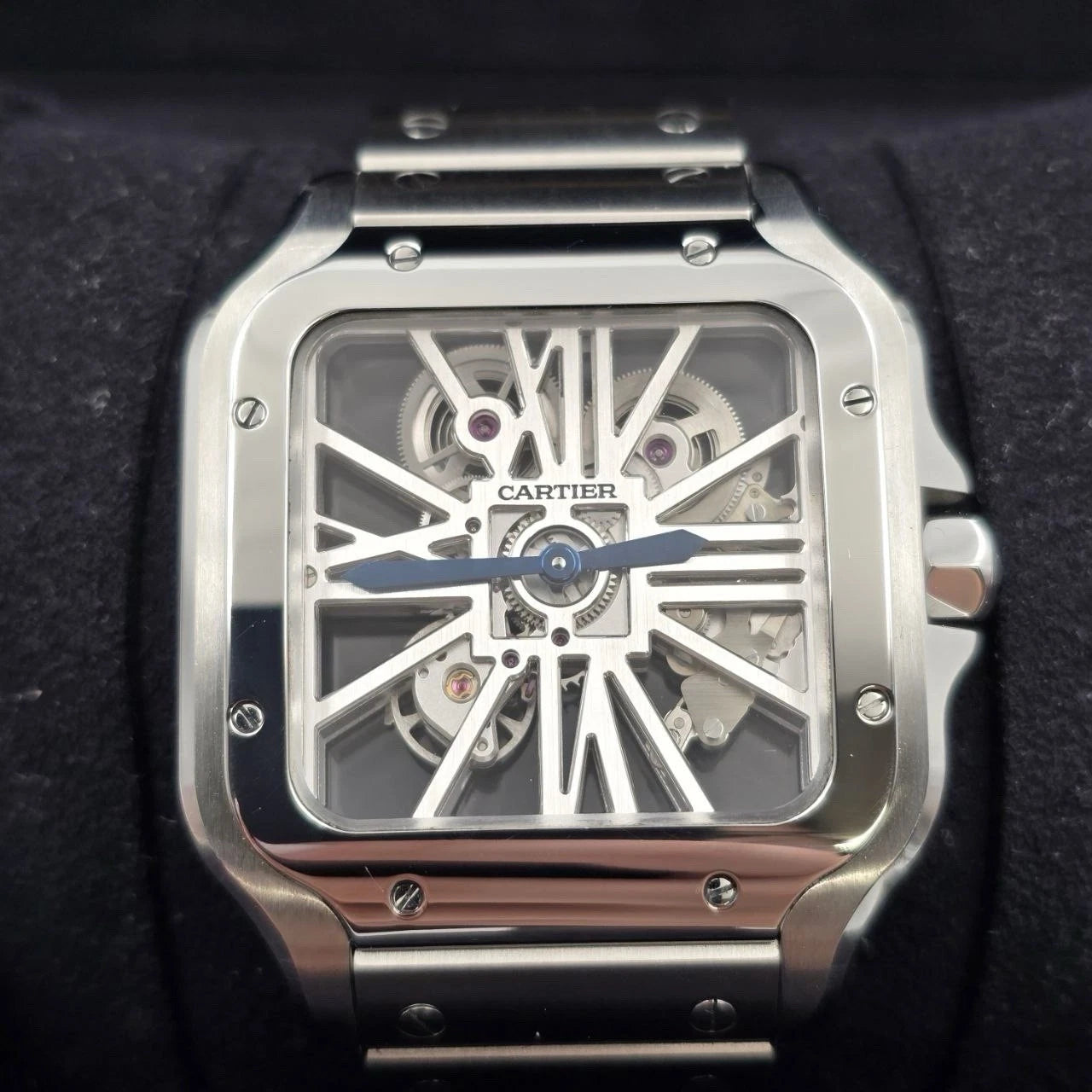 PAPERS 2018 Cartier Santos Skeleton Dial Stainless Steel 40mm WHSA0007 BOX