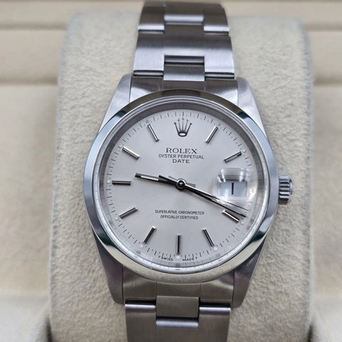 2022 RSC Rolex Oyster Perpetual Date 15200 Steel Silver Dial 34mm Watch + PAPERS