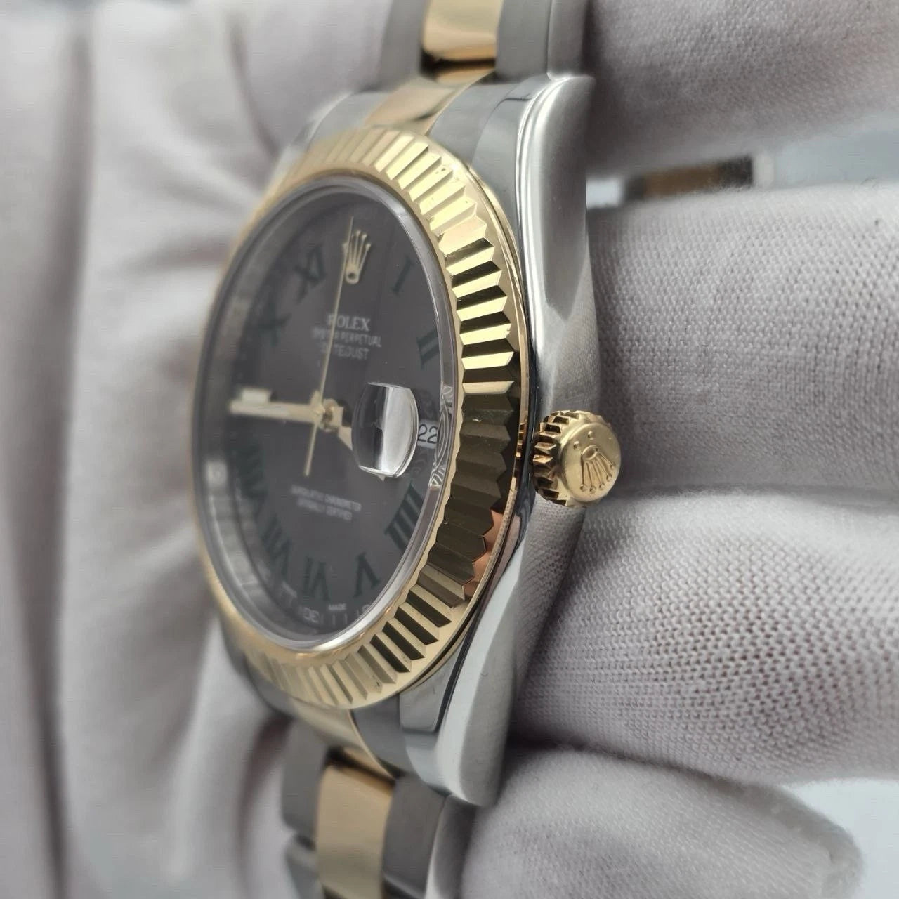 2013 PAPERS Rolex Datejust II Wimbledon 18K Gold Steel Oyster 41mm 116333 BOX
