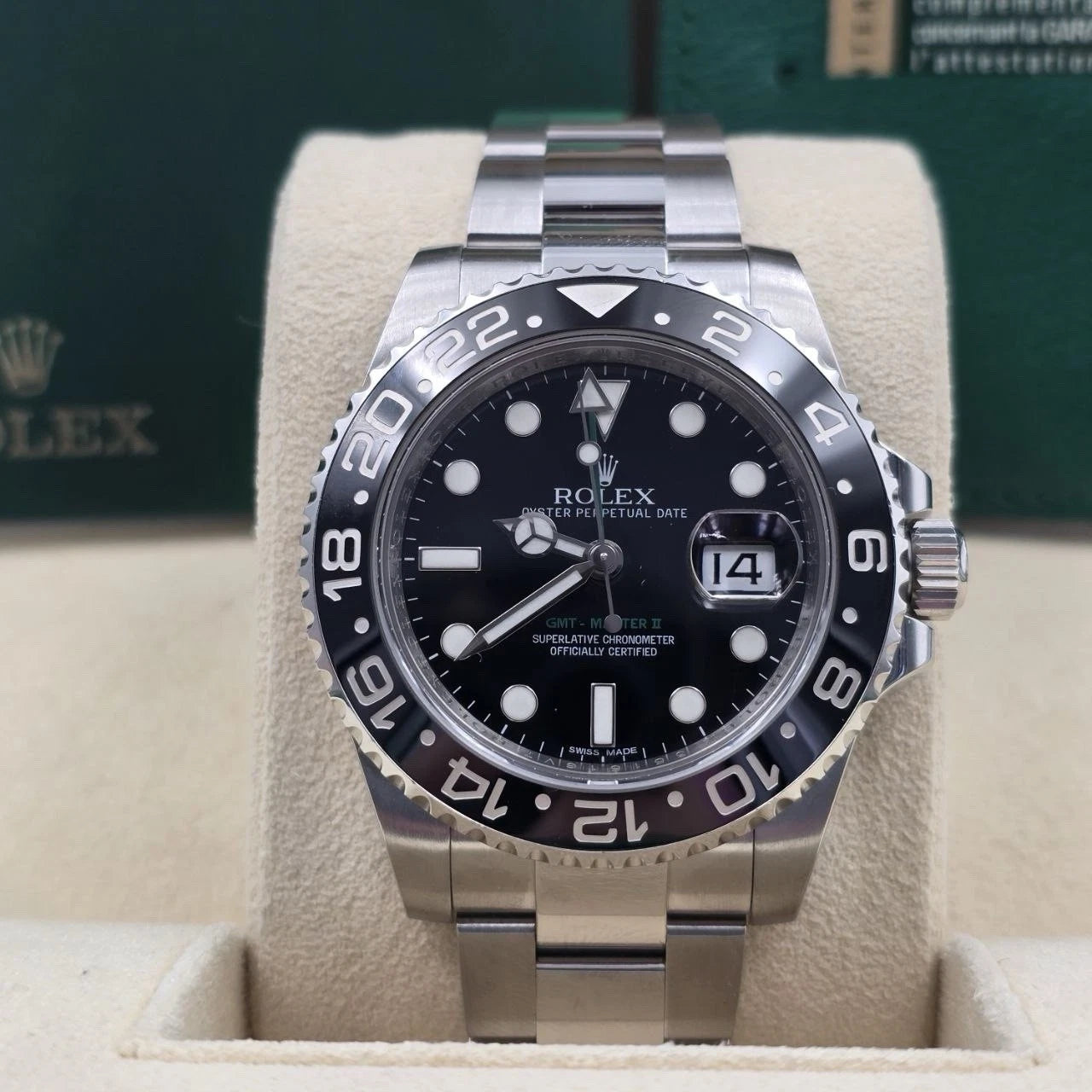 2013 PAPERS Rolex GMT Master II 116710LN Steel Ceramic "Green Arrow" 40mm BOX