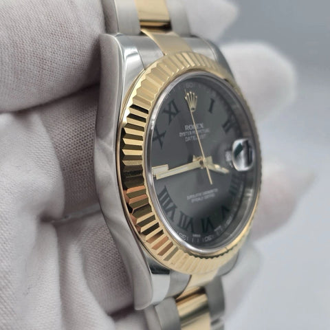 2013 PAPERS Rolex Datejust II Wimbledon 18K Gold Steel Oyster 41mm 116333 BOX