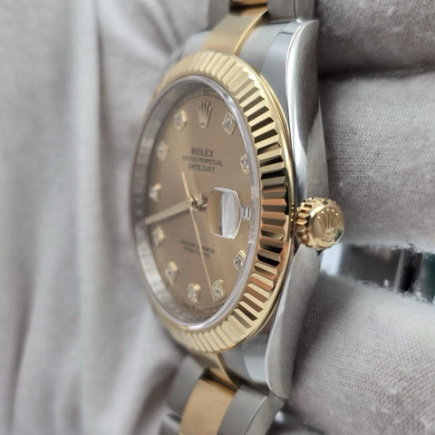 2020 PAPERS Rolex Datejust 41mm Champagne Diamond Dial Oyster 126333 BOX