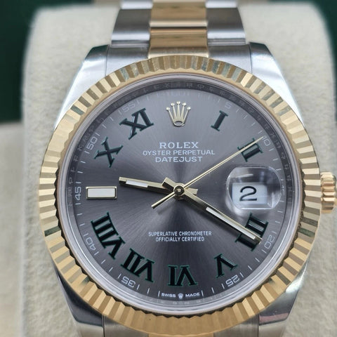 PAPERS 2024 Rolex Datejust 41mm Two Tone Wimbledon Dial Oyster 126333 BOX