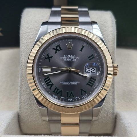 2013 PAPERS Rolex Datejust II Wimbledon 18K Gold Steel Oyster 41mm 116333 BOX