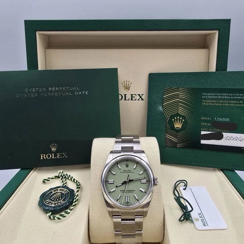 NEW 2026 Rolex Oyster Perpetual Pistachio 36mm Stainless Steel 126000 UNWORN