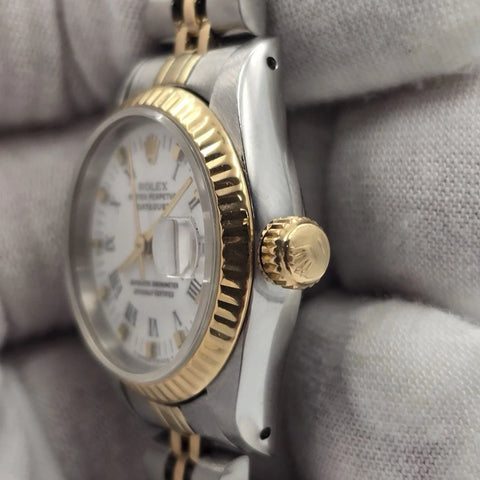 PAPERS Rolex Lady Datejust 26mm Two Tone White Roman Diamond Dial Jubilee 69173