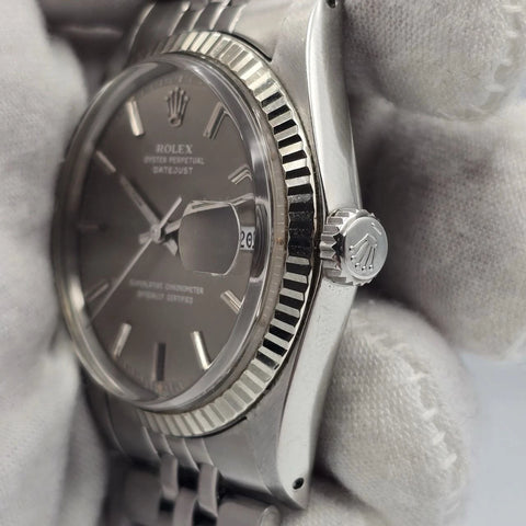Rolex Datejust 1601 Steel RARE Factory Grey Ghost Sigma Dial Jubilee 36mm Watch