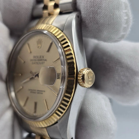 Rolex Datejust Champagne Two-Tone Yellow Gold Jubilee 16013 36mm Watch