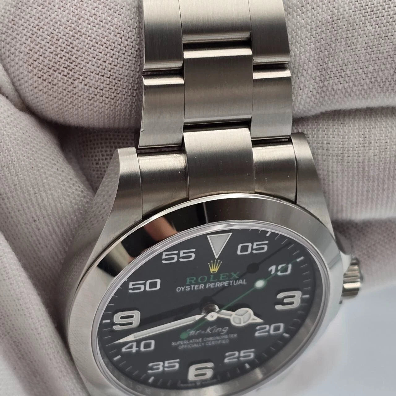 PAPERS 2025 Rolex Air King 126900 40mm Stainless Steel Black Dial Watch BOX