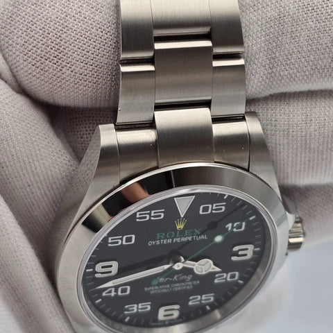 PAPERS 2025 Rolex Air King 126900 40mm Stainless Steel Black Dial Watch BOX