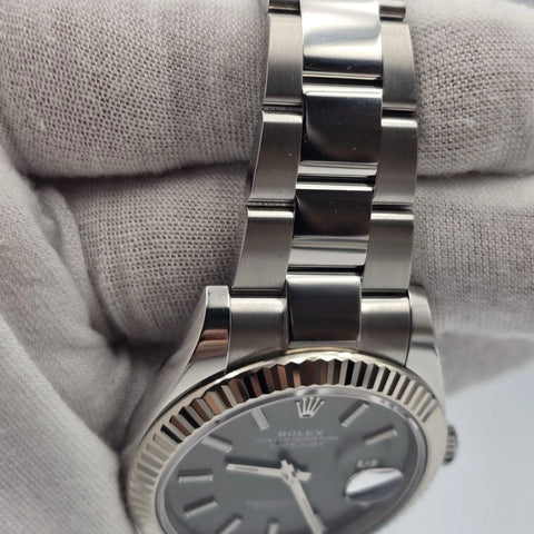 PAPERS MINT 2024 Rolex Datejust 41mm Oyster Rhodium Dial Fluted Bezel 126334 BOX