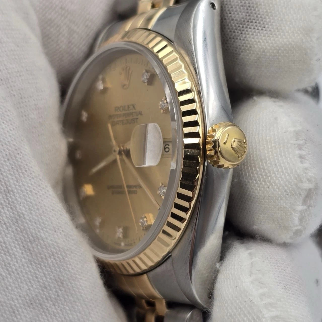 PAPERS Rolex Datejust 36mm Champagne Diamond Dial Two Tone Jubilee 18K 16233
