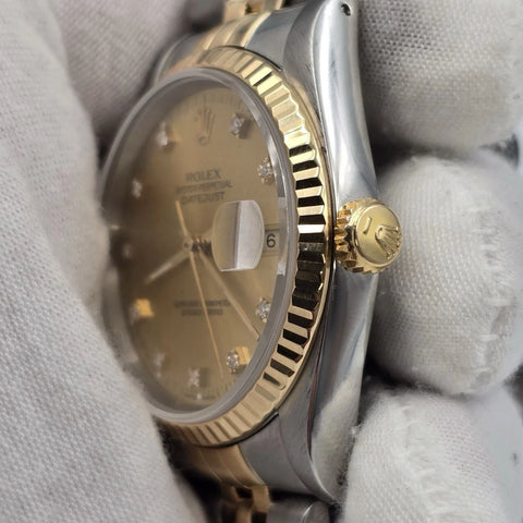PAPERS Rolex Datejust 36mm Champagne Diamond Dial Two Tone Jubilee 18K 16233