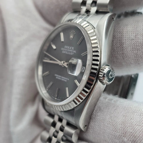 Rolex Datejust Grey Ghost Dial Stainless Steel Jubilee 16234 36mm Watch