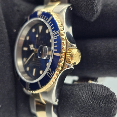 Rolex Submariner Date 16613 Blue Dial Gold Buckle Two Tone Steel Gold 40mm Watch