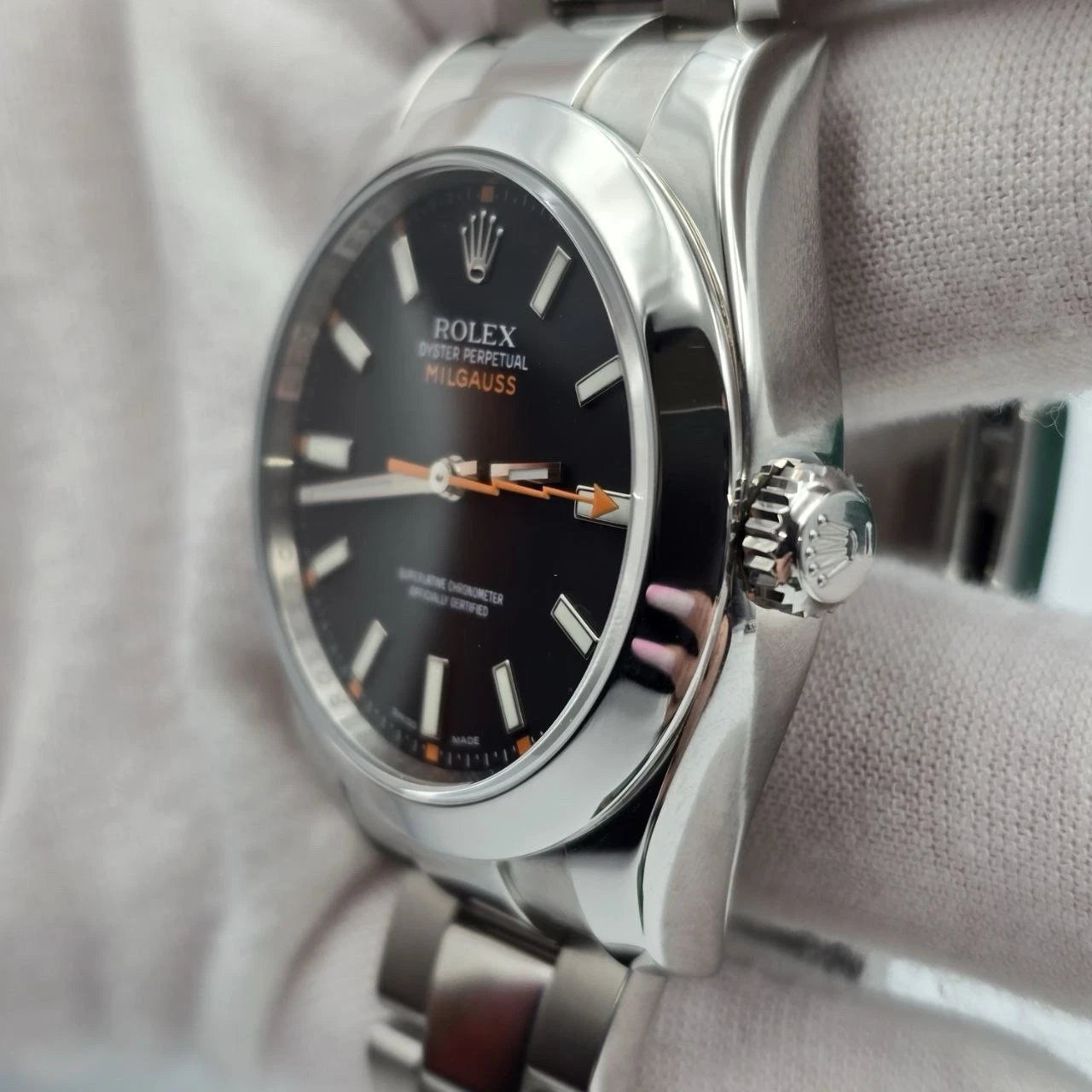 2025 RSC Rolex Milgauss 116400 Steel Black Dial Orange Hand 40mm + 2008 PAPERS