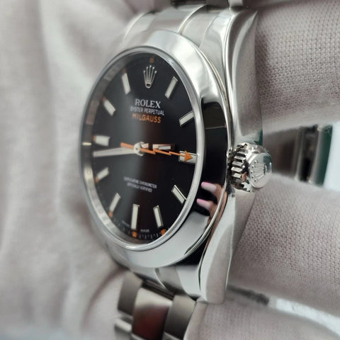 2025 RSC Rolex Milgauss 116400 Steel Black Dial Orange Hand 40mm + 2008 PAPERS
