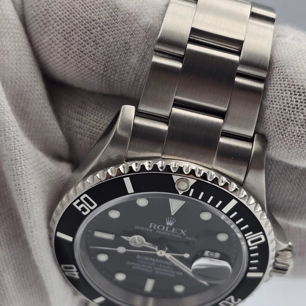 2007 Rolex Submariner Date NO HOLES 40mm Black Dial Steel Oyster Watch 16610