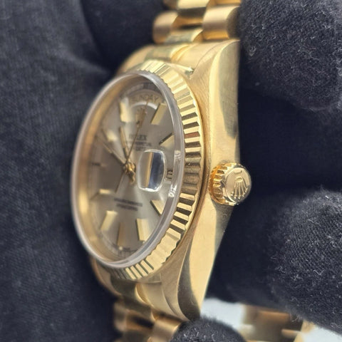 Rolex Day-Date 18038 President 18k Gold FACTORY Silver Dial 36mm Watch