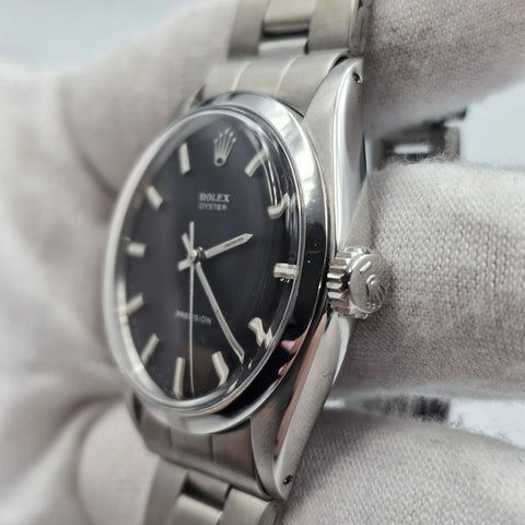 Rolex Oyster Date Precision 6426 Stainless Steel 34mm Manual Black Dial Watch