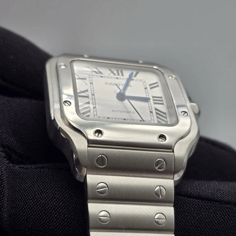 Cartier Santos De Cartier Medium Model Auto Steel Watch 35mm Watch WSSA0029 B+P